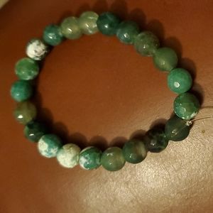 10mm Faceted Dyed Fire Agate Handmade Stretch Bracelet